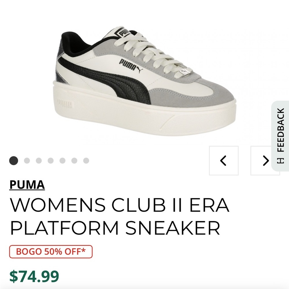 PUMA Club II Era Platform White and Black Sneakers Size 8.5 - Picture 11 of 11